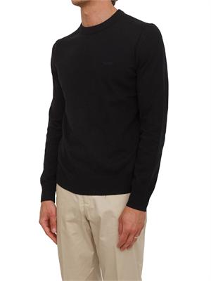 Maglia nera Boss uomo in cotone ricamo logo in UOMO