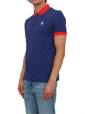 Polo BOSS uomo in cotone blu patch bandiera in UOMO