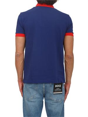 Polo BOSS uomo in cotone blu patch bandiera in UOMO