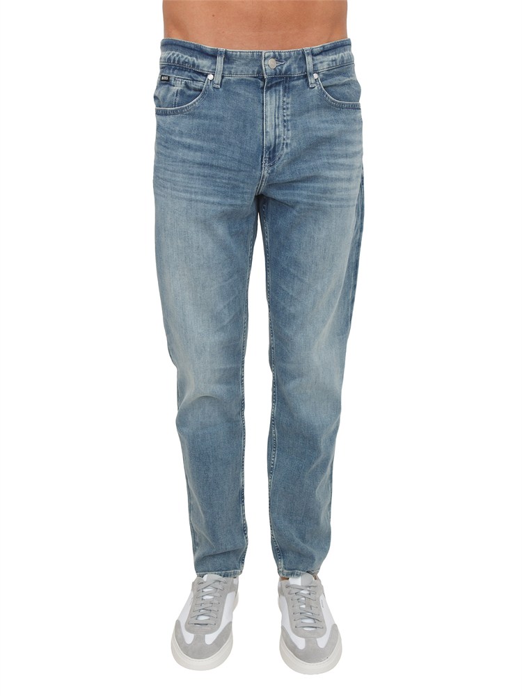 Jeans BOSS uomo in denim blu medio