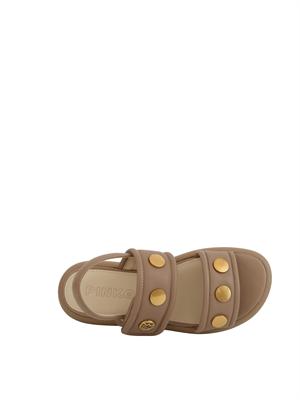 Sandali bassi Fiona Pinko in pelle taupe in DONNA