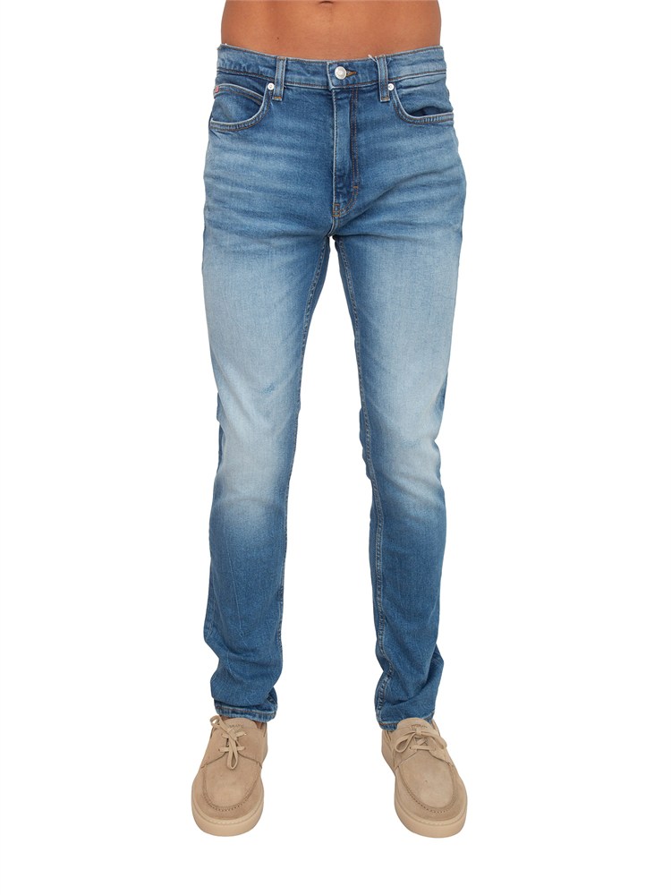 BOSS Jeans HUGO Uomo in denim chiaro effetto used