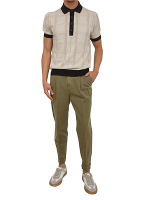 Polo beige Paolo Pecora in puro cotone lavorato e traforato in UOMO