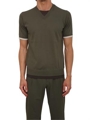 T-shirt Paolo Pecora in cotone verde lavorato in maglia in UOMO