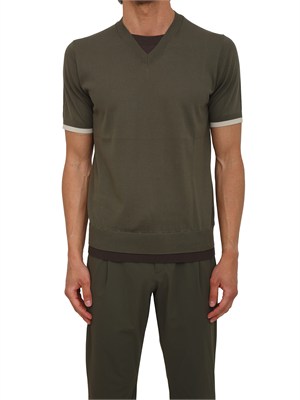 T-shirt Paolo Pecora in cotone verde lavorato in maglia in UOMO