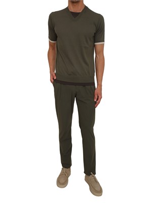 T-shirt Paolo Pecora in cotone verde lavorato in maglia in UOMO
