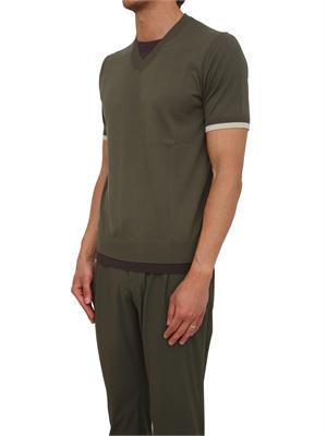 T-shirt Paolo Pecora in cotone verde lavorato in maglia in UOMO