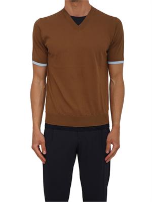 T-shirt Paolo Pecora in cotone marrone lavorato in maglia in UOMO