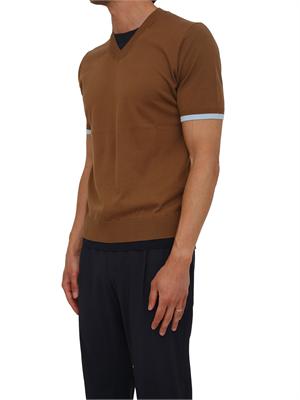 T-shirt Paolo Pecora in cotone marrone lavorato in maglia in UOMO