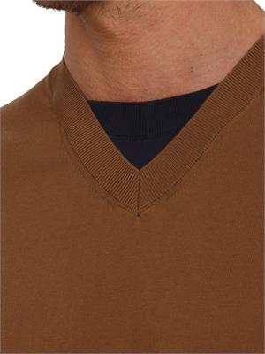 T-shirt Paolo Pecora in cotone marrone lavorato in maglia in UOMO