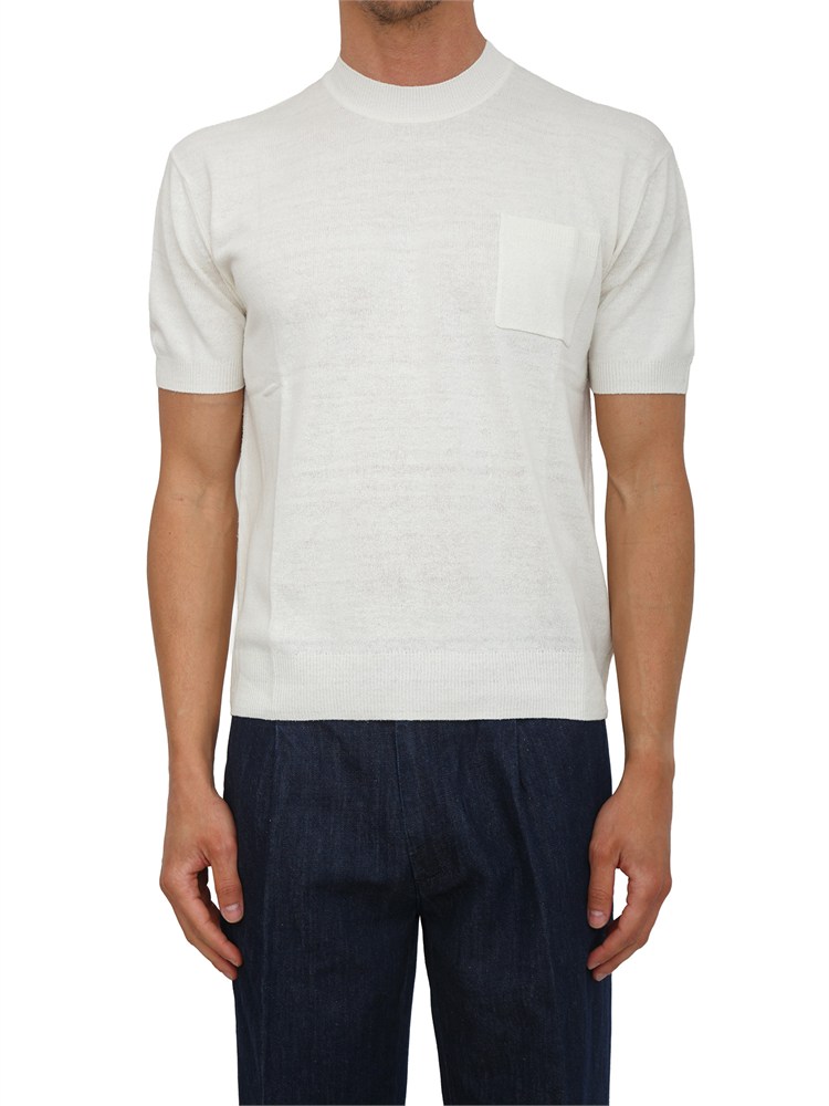 Maglia uomo Paolo Pecora in seta bouclÉ bianco panna