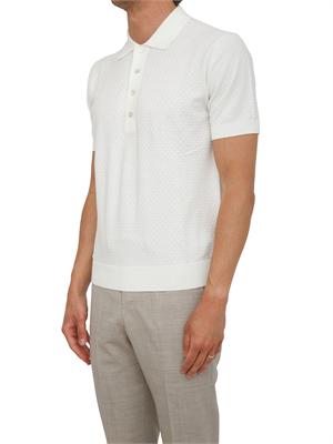 Polo bianca Paolo Pecora in maglia lavorata punto rombo in UOMO
