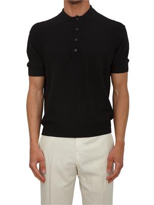Polo nera Paolo Pecora in cotone rasato in UOMO