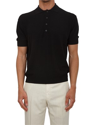 Polo nera Paolo Pecora in cotone rasato in UOMO