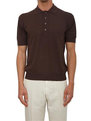 Polo marrone Paolo Pecora in cotone rasato in UOMO