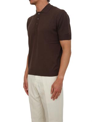 Polo marrone Paolo Pecora in cotone rasato in UOMO