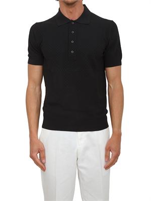 Polo blu Paolo Pecora in maglia lavorata punto rombo in UOMO
