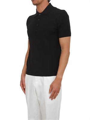 Polo blu Paolo Pecora in maglia lavorata punto rombo in UOMO