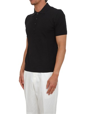 Polo blu Paolo Pecora in maglia lavorata punto rombo in UOMO