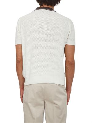 Maglia polo Paolo Pecora in seta bianca lavorazione crochet in UOMO