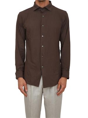 Camicia Paolo Pecora in cotone marrone in UOMO