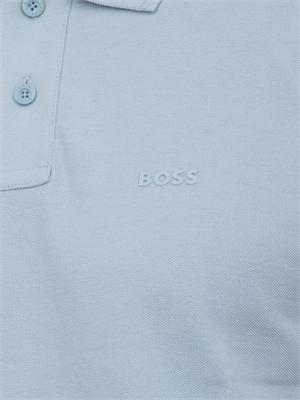 Polo azzurra BOSS uomo in piquÉ di cotone in UOMO