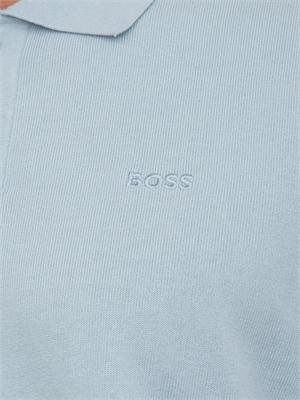 Maglia azzurra Boss uomo in cotone ricamo logo in UOMO