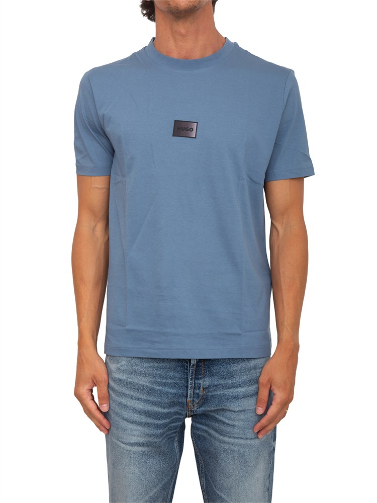 BOSS T-shirt HUGO uomo in cotone azzurro