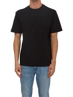 BOSS T-shirt HUGO uomo in cotone nero con patch logo sfumato in UOMO