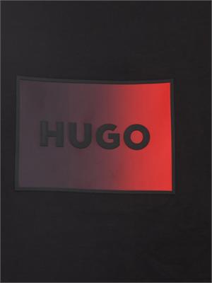 BOSS T-shirt HUGO uomo in cotone nero con patch logo sfumato in UOMO