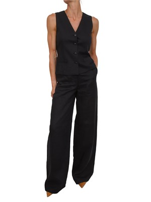 Gilet MSTCARNET Max Mara Studio in puro lino nero in DONNA