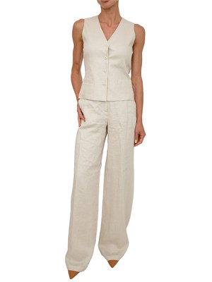 Gilet MSTCARNET Max Mara Studio in puro lino beige in DONNA