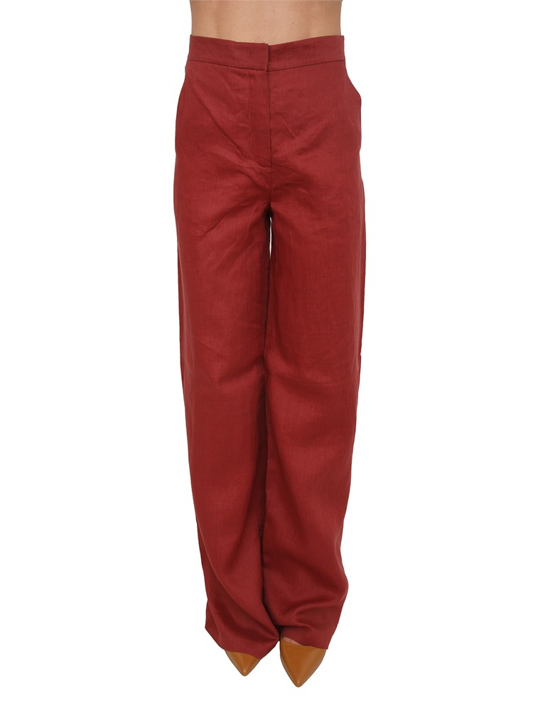 Pantalone MSTTAPIOCA Max Mara Studio in lino rosso
