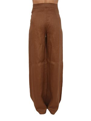 Pantalone MSTTAPIOCA Max Mara Studio in lino marrone in DONNA