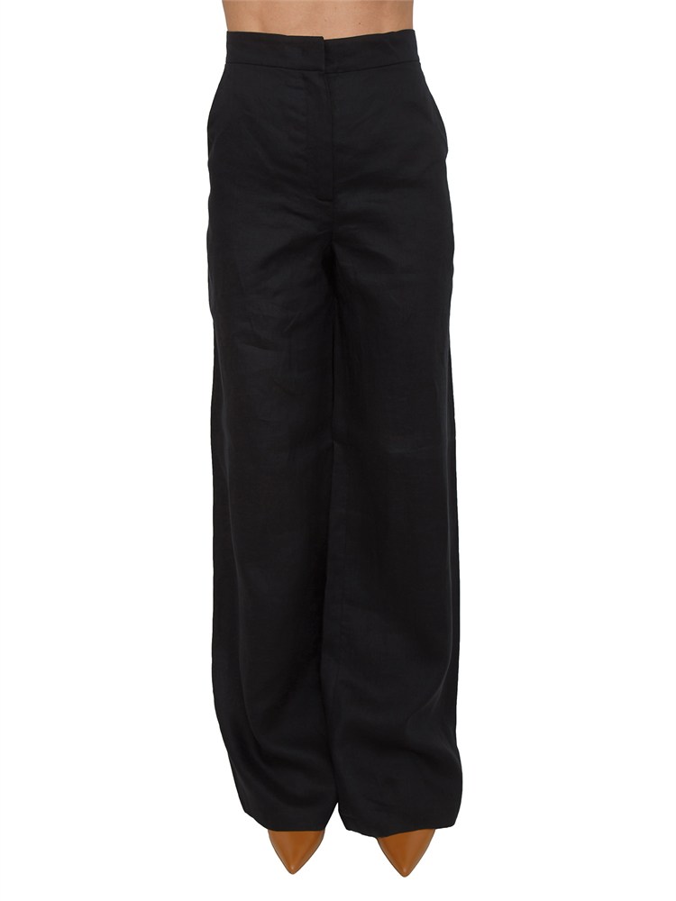 Pantalone MSTTAPIOCA Max Mara Studio in lino nero
