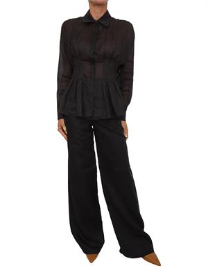 Pantalone MSTTAPIOCA Max Mara Studio in lino nero in DONNA