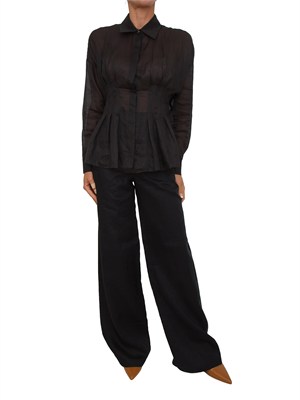 Pantalone MSTTAPIOCA Max Mara Studio in lino nero in DONNA