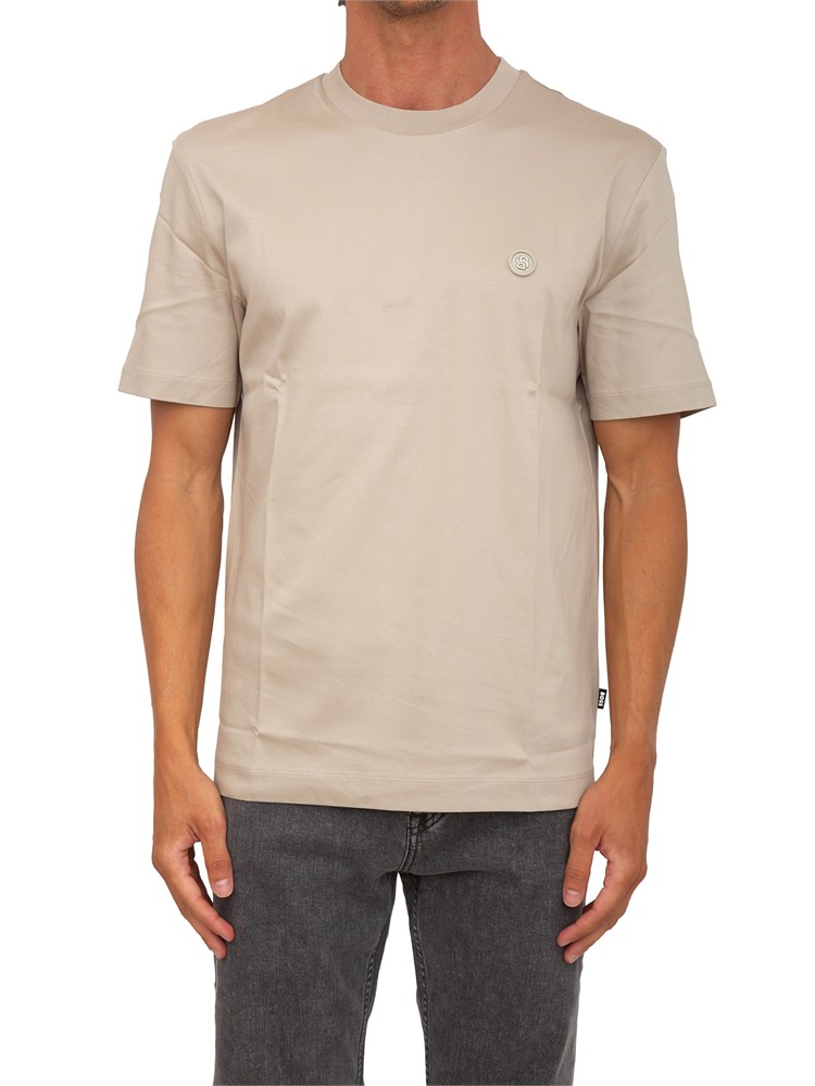 T-shirt BOSS uomo in cotone mercerizzato beige