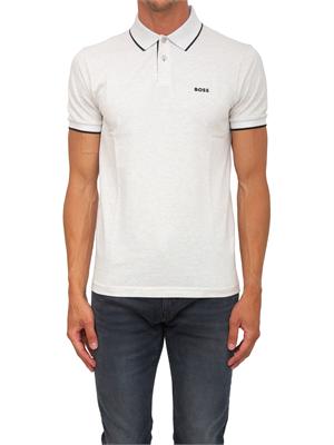 Polo Boss uomo in cotone elasticizzato grigio con profili in UOMO