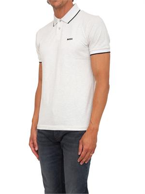 Polo Boss uomo in cotone elasticizzato grigio con profili in UOMO