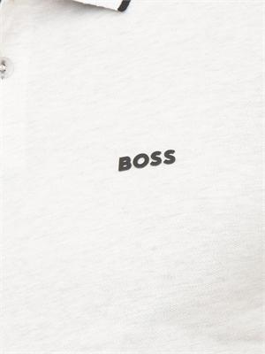 Polo Boss uomo in cotone elasticizzato grigio con profili in UOMO