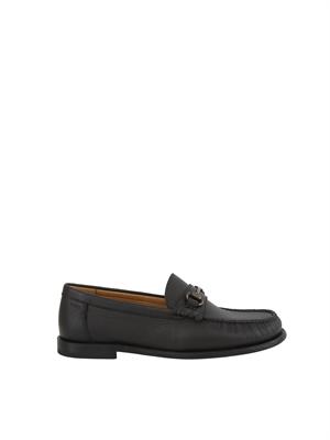 Mocassini neri Boss uomo in pelle martellata in UOMO