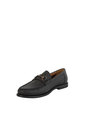 Mocassini neri Boss uomo in pelle martellata in UOMO