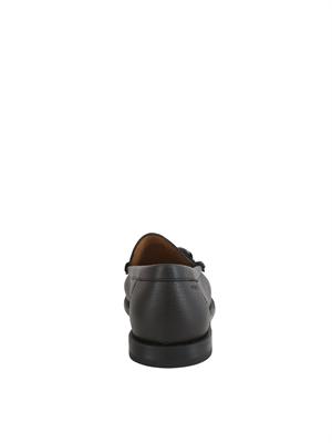 Mocassini neri Boss uomo in pelle martellata in UOMO