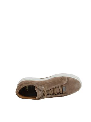 Sneakers Boss uomo in pelle taupe in UOMO