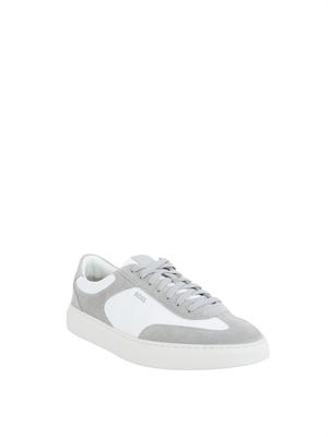 Sneakers Boss uomo in pelle grigie e bianche in UOMO