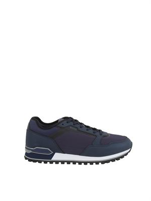 Sneakers Boss uomo in pelle e tessuto tecnico blu in UOMO