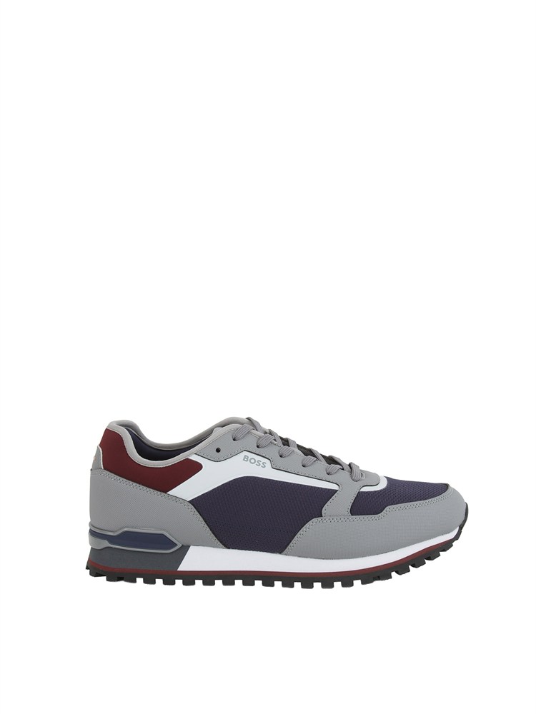 Sneakers Boss uomo in pelle e tessuto tecnico blu