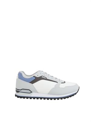 Sneakers grigie Boss uomo in pelle e tessuto tecnico in UOMO