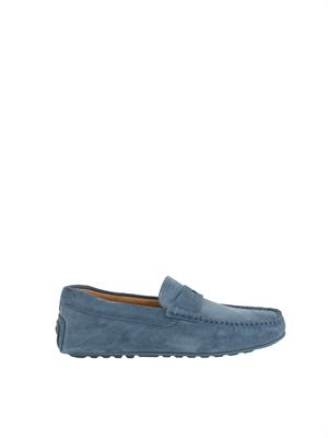 Mocassini Boss uomo in pelle scamosciata azzurra in UOMO
